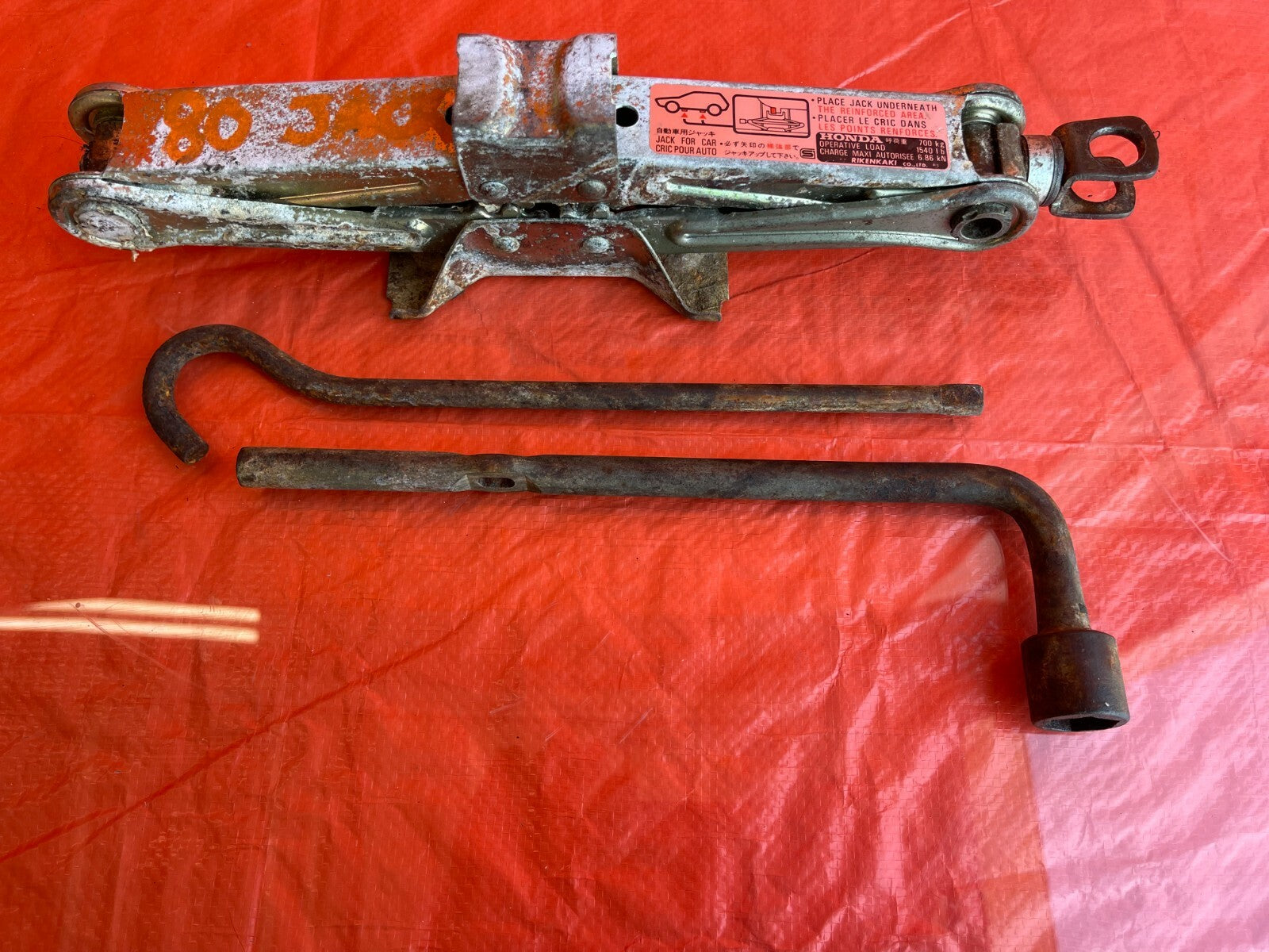 94 01 ACURA INTEGRA   SCISSOR PANTOGRAPH JACK W/ LUG NUT REMOVER & JACK BAR OEM3