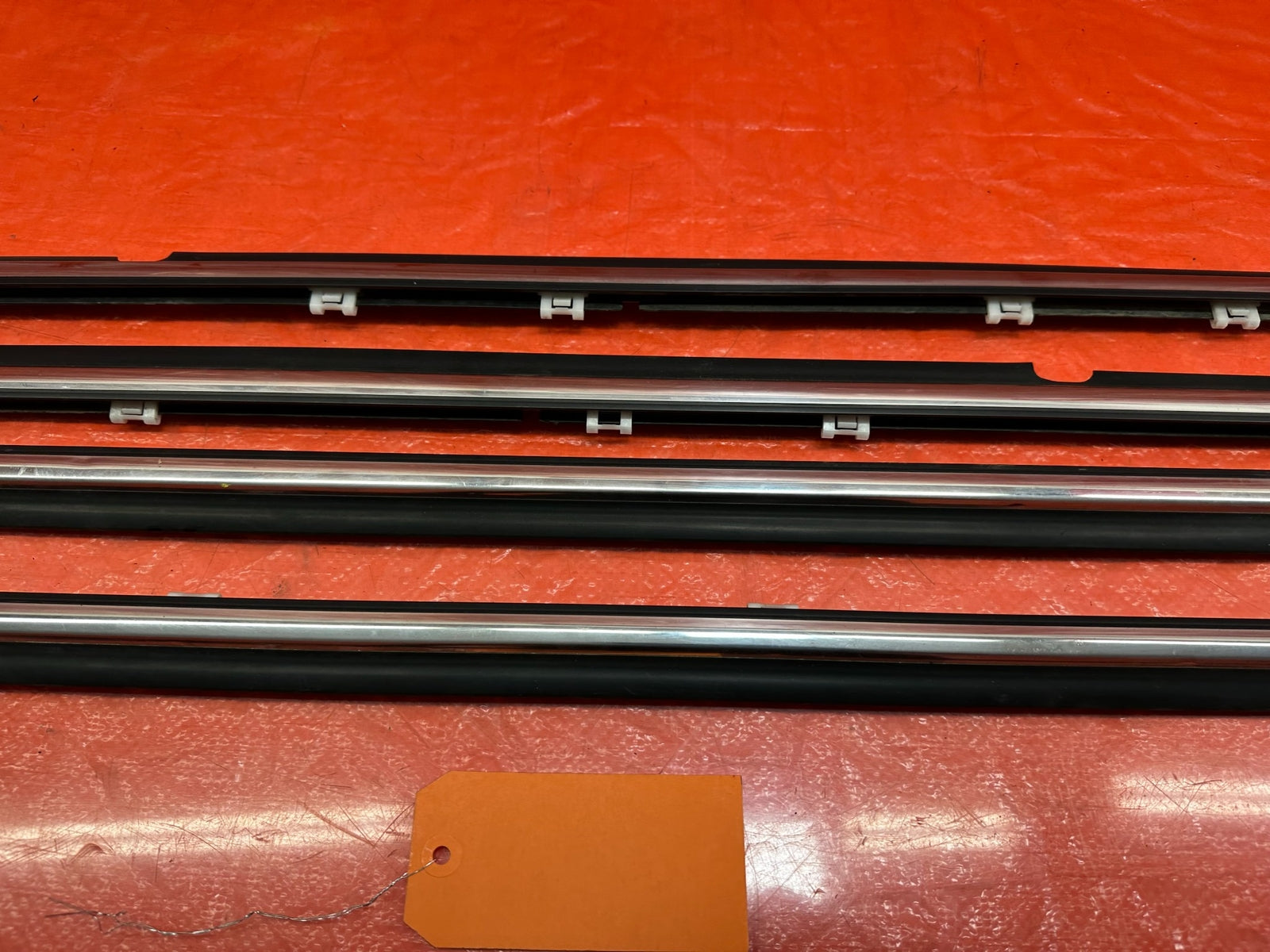 08 15 LANCER EVOLUTION X EVO 10 LEFT RIGHT FRONT REAR CHROME DOOR GLASS TRIM 2149