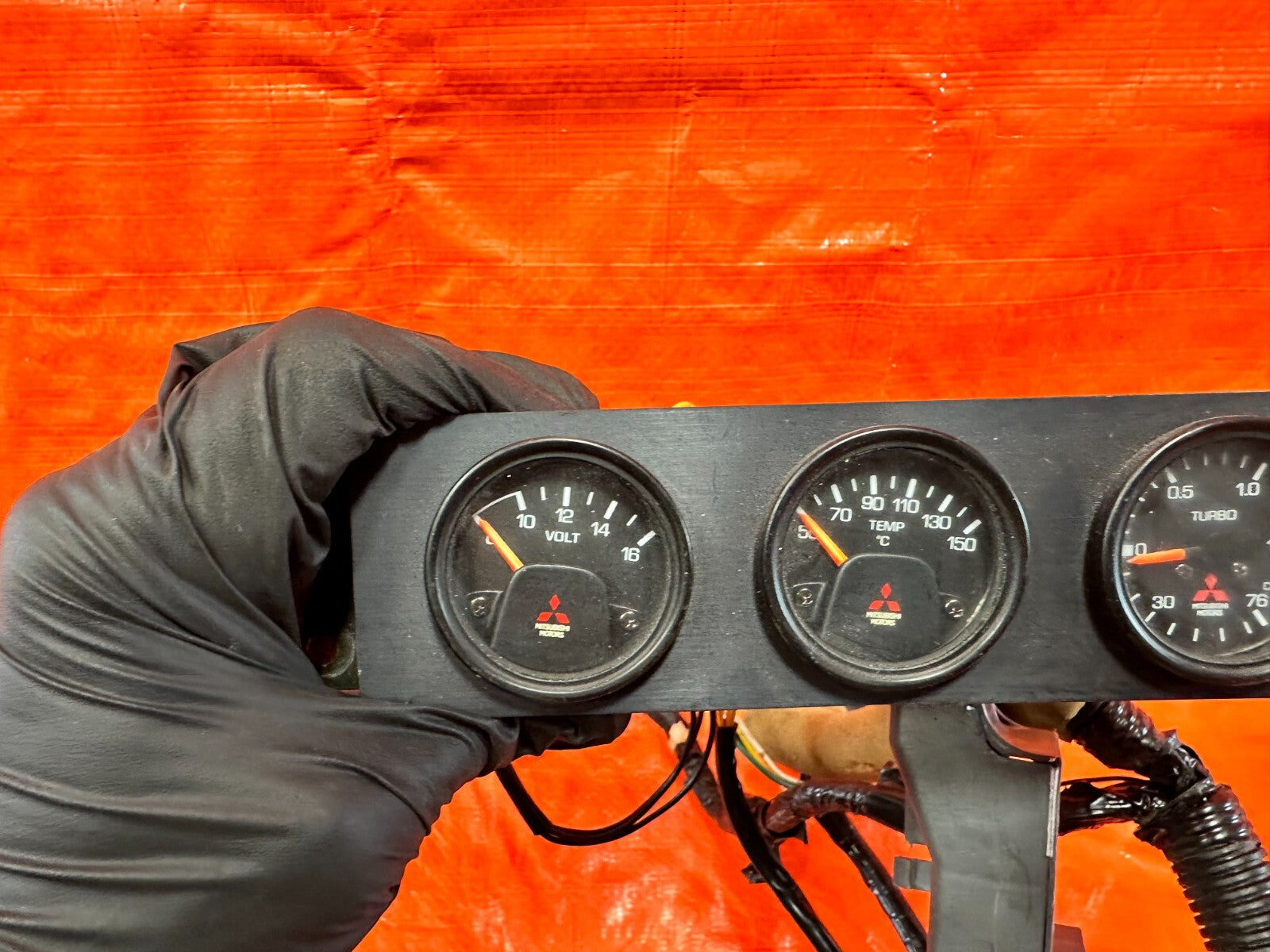 2006 06 LANCER EVOLUTION IX EVO 9 MR VOLT TEMP TURBO MR GAUGES W/ ALL WIRING OEM19