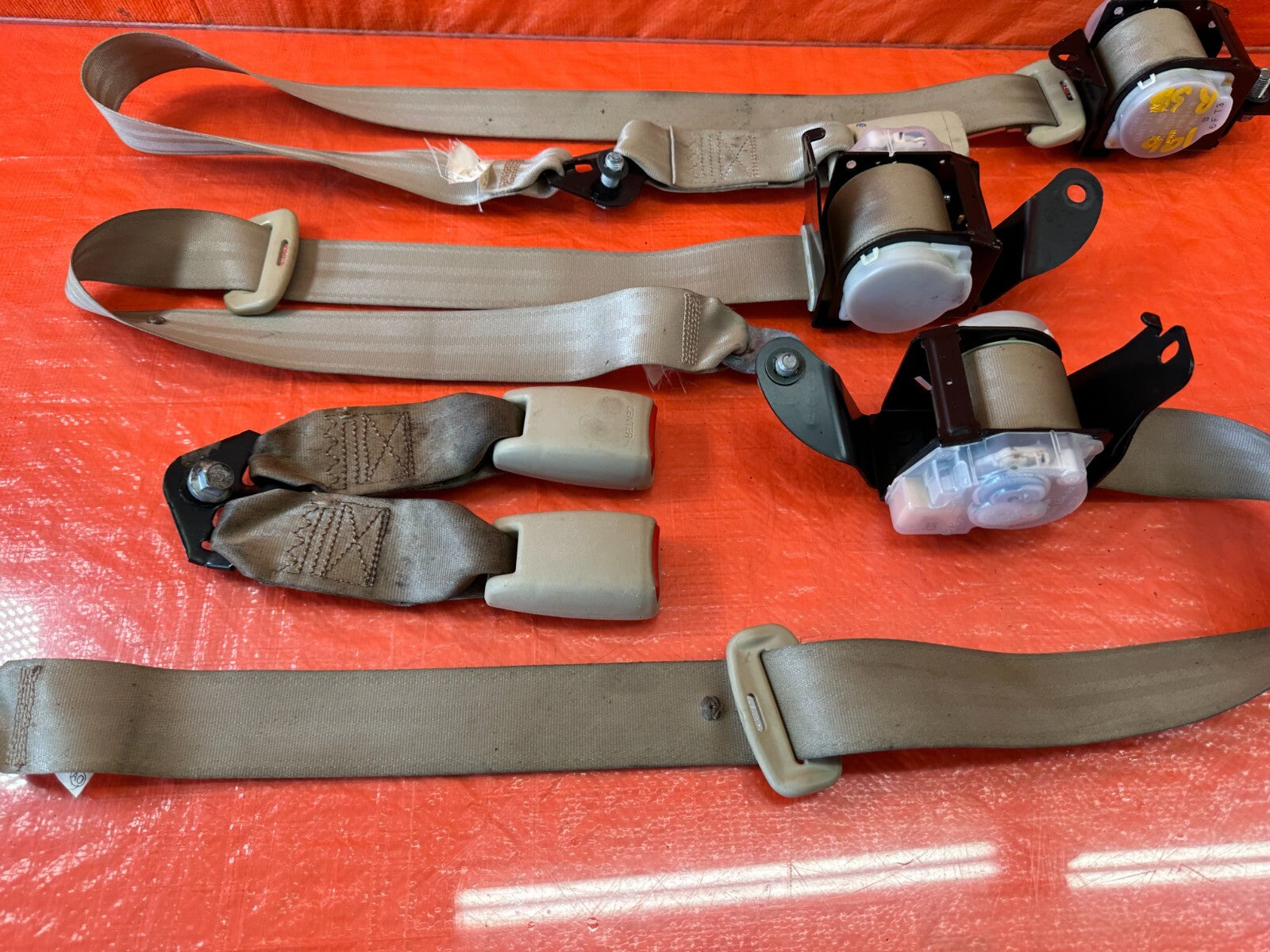 04 08 ACURA TSX   REAR SEAT BELT SET   LEFT & RIGHT SEAT BELTS   TAN   OEM #1969