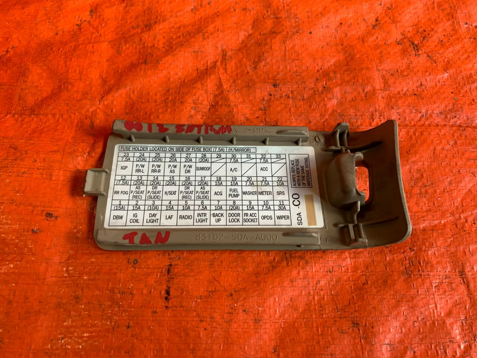 OEM 2006 06 HONDA ACCORD LX SEDAN   KICK PANEL INTERIOR FUSE BOX DIAGRAM PANEL5