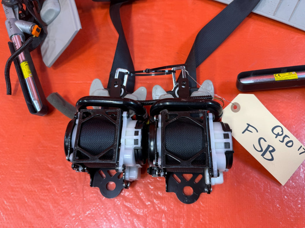 14 23 INFINITI Q50 LEFT & RIGHT FRONT SEAT BELTS SAFETY BELT BLACK OEM FACTORY2