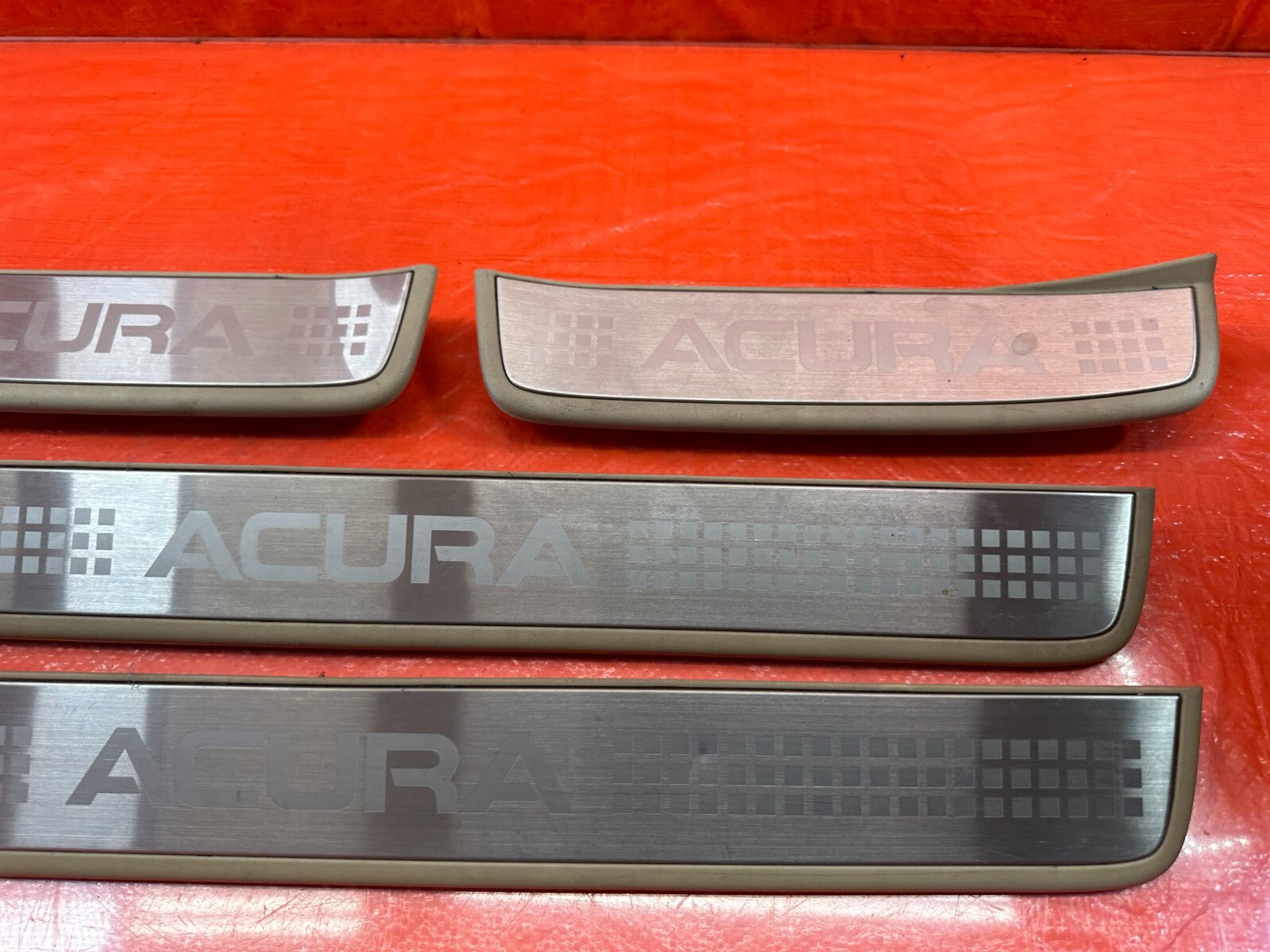 04 08 ACURA TSX   FLOOR PILLAR SCUFF PLATE SET LEFT RIGHT FRONT REAR   OEM #2056