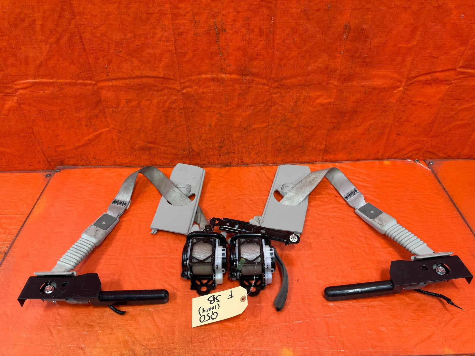 14 23 INFINITI Q50 LEFT & RIGHT FRONT SEAT BELTS SAFETY BELT TAN OEM FACTORY0