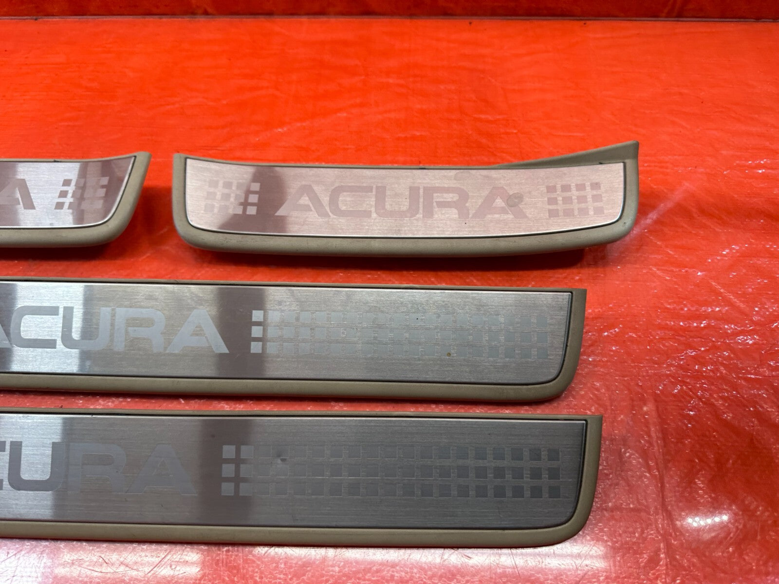 04 08 ACURA TSX   FLOOR PILLAR SCUFF PLATE SET LEFT RIGHT FRONT REAR   OEM #2055
