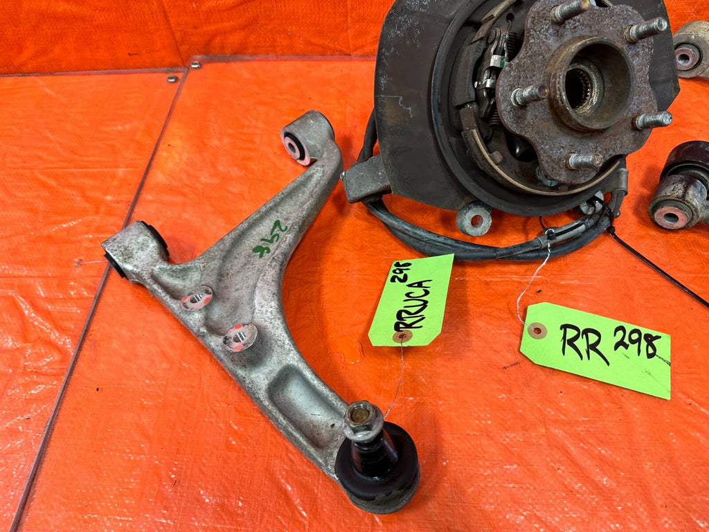 03 07 INFINITI G35 COUPE RIGHT REAR SPINDLE KNUCKLE HUB W/ ALL CONTROL ARMS 29811