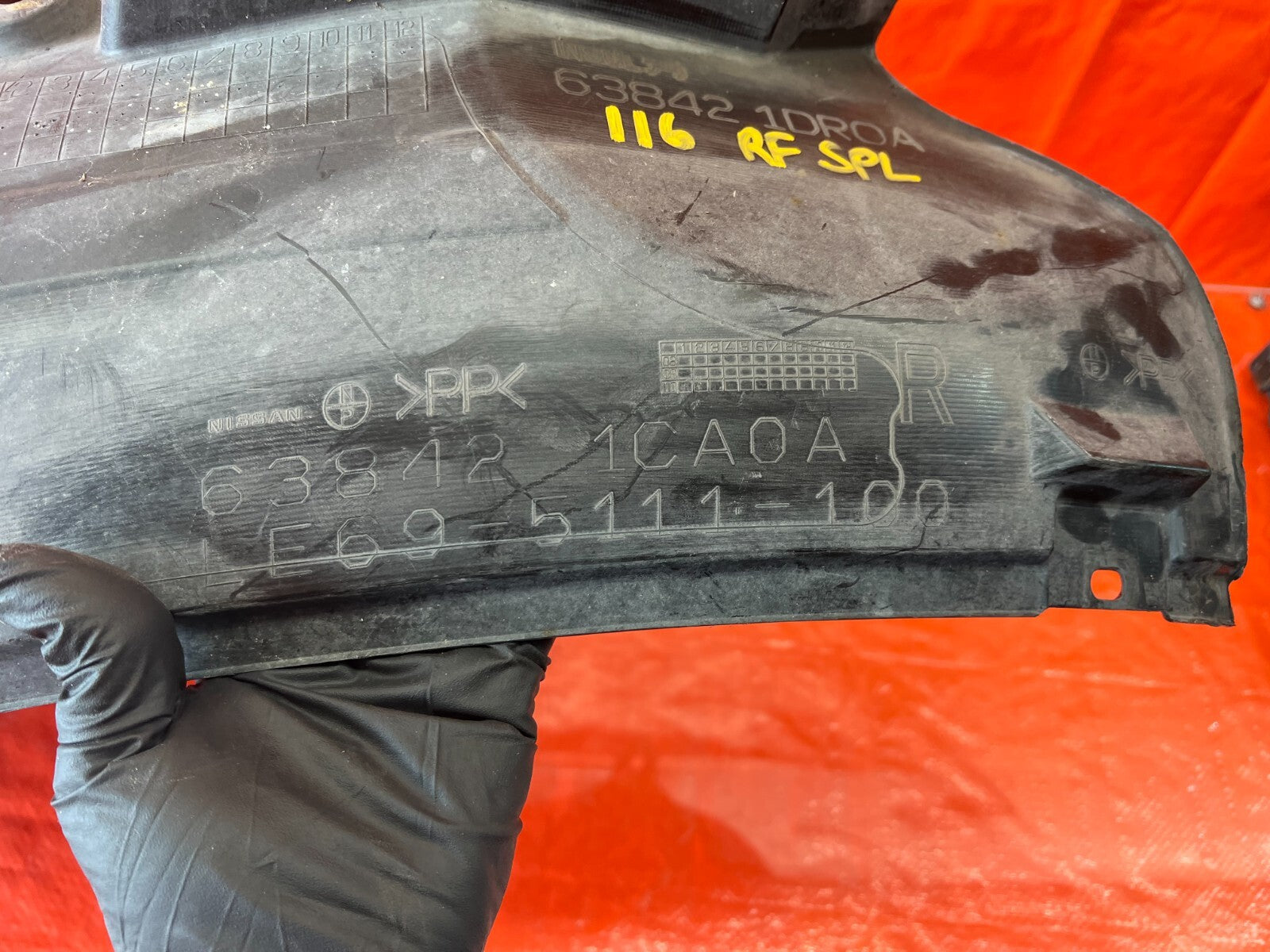 09 12 INFINITI FX50 FX35 PASSENGER RIGHT FRONT FENDER SPLASH SHIELD GUARD OEM 4