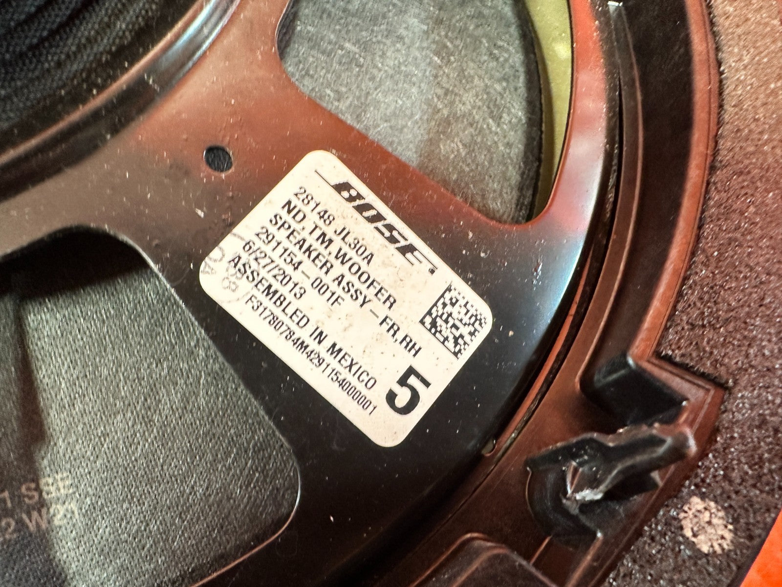 08 15 INFINITI G37 COUPE & CONVERTIBLE   RIGHT FRONT BOSE SPEAKER   OEM 3294