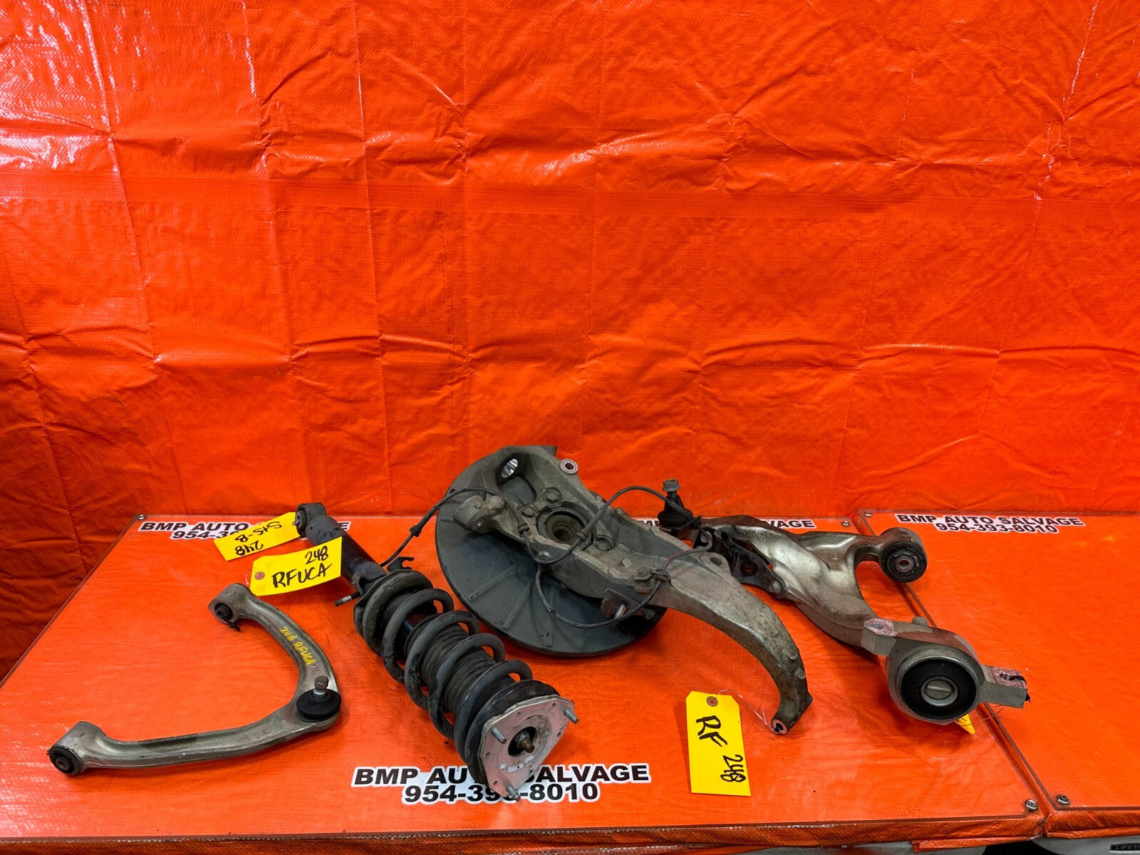 08 15 INFINITI G37 COUPE RWD RIGHT FRONT SPINDLE SHOCK AND CONTROL ARMS OEM 2486