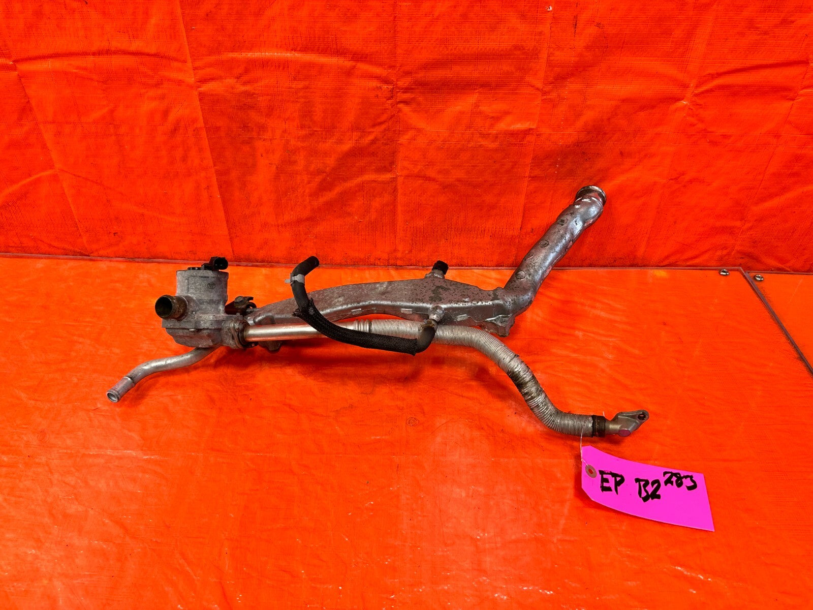 08 14 SUBARU IMPREZA WRX STI EJ257 ALUMINUM COOLANT PASSAGE LINES W/ SENSOR 2830