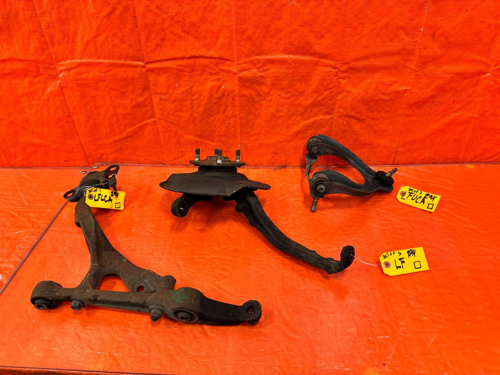 93 97 HONDA DEL SOL S & SI DRIVER LEFT FRONT SPINDLE KNUCKLE HUB & ARMS OEM #2942
