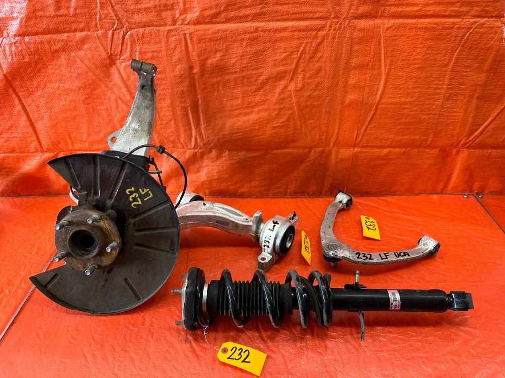 08 15 INFINITI G37 COUPE S   LEFT FRONT SPINDLE W/ CONTROL ARMS & SHOCK OEM #2320