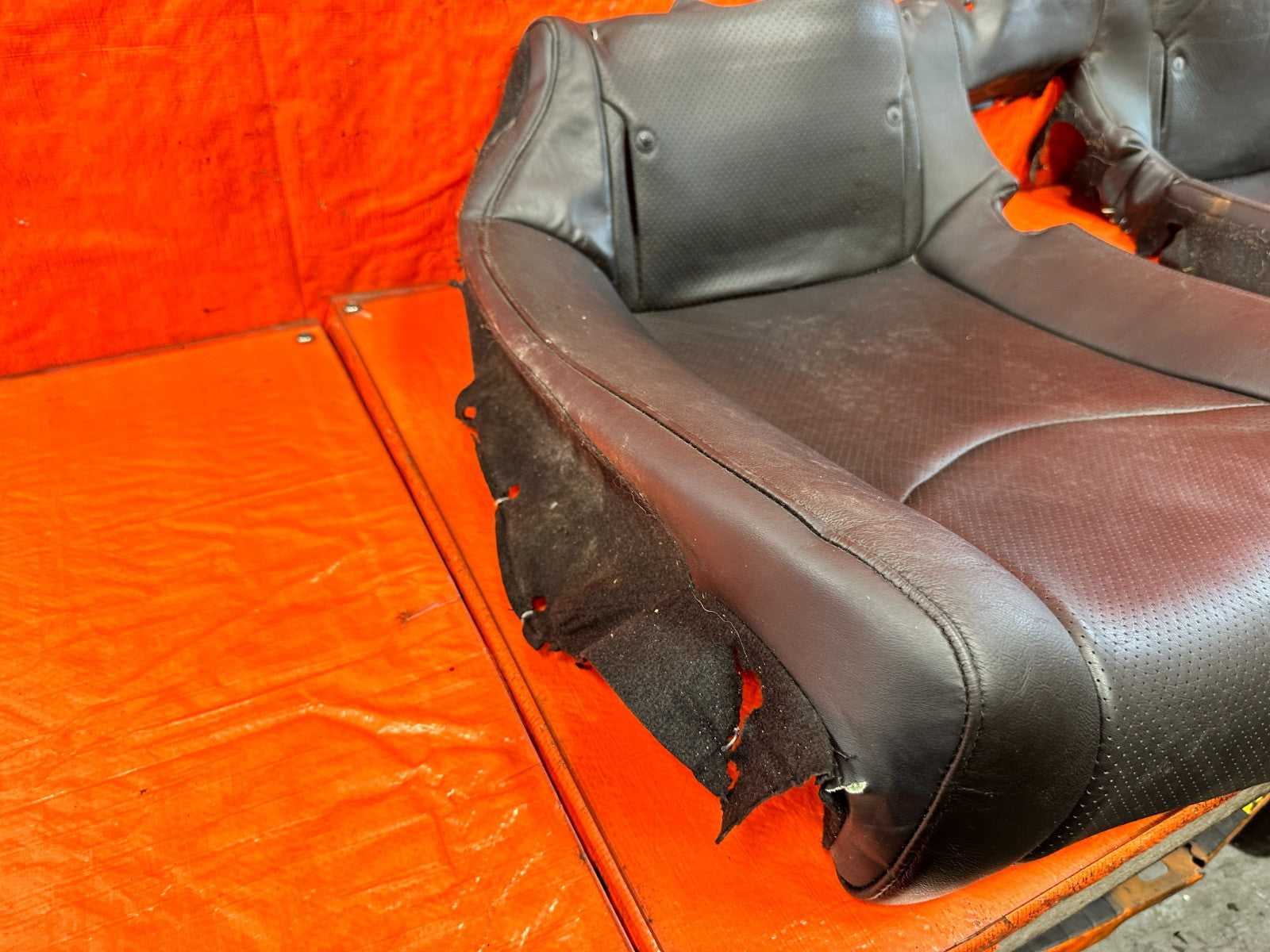 08 09 INFINITI G37 COUPE SPORT REAR UPPER SEAT BLACK LEATHER COVER SKIN OEM 32011