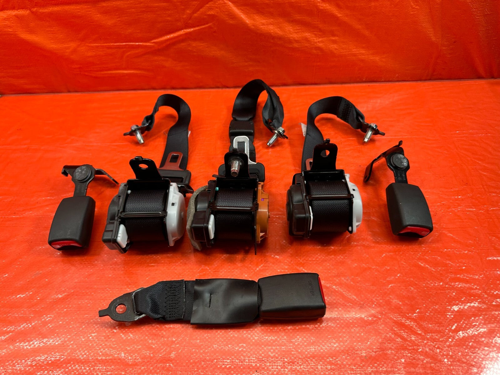 14 17 INFINITI Q50 REAR SEAT BELT SET LEFT & RIGHT SEAT BELTS   BLACK   OEM #1859