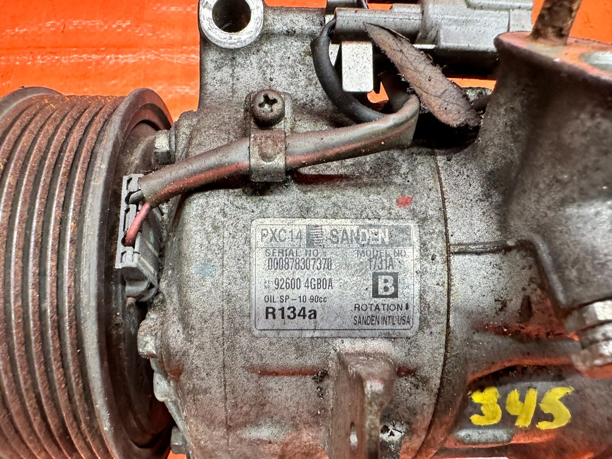 14-15 INFINITI Q50 3.7L AWD VQ37VHR A/C AIR CONDITIONING COMPRESSOR PUMP OEM #344