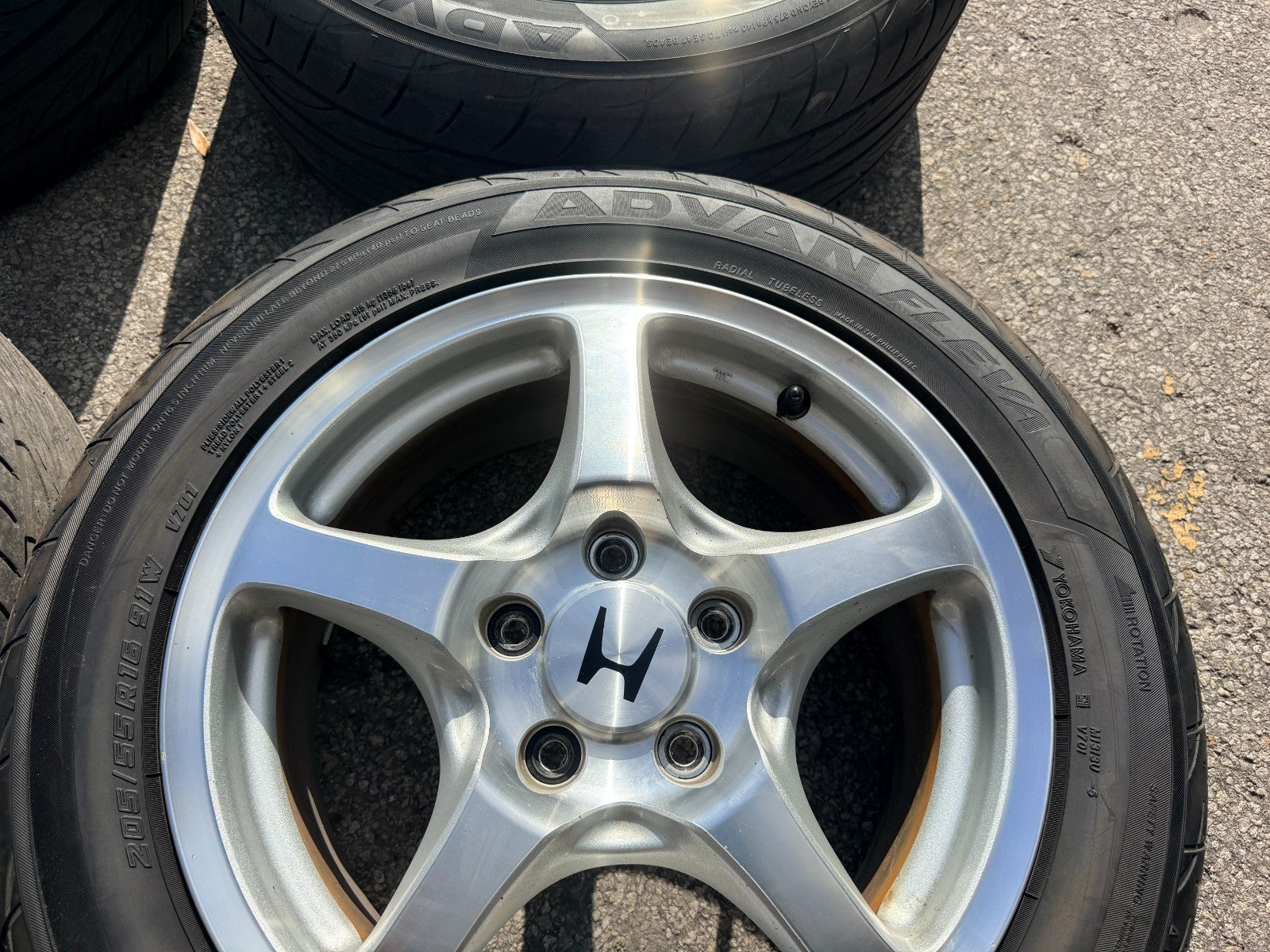 00 09 HONDA S2000   AP1 WHEELS RIMS W/ YOKOHOMA ADVAN FLEVA TIRES OEM #3375