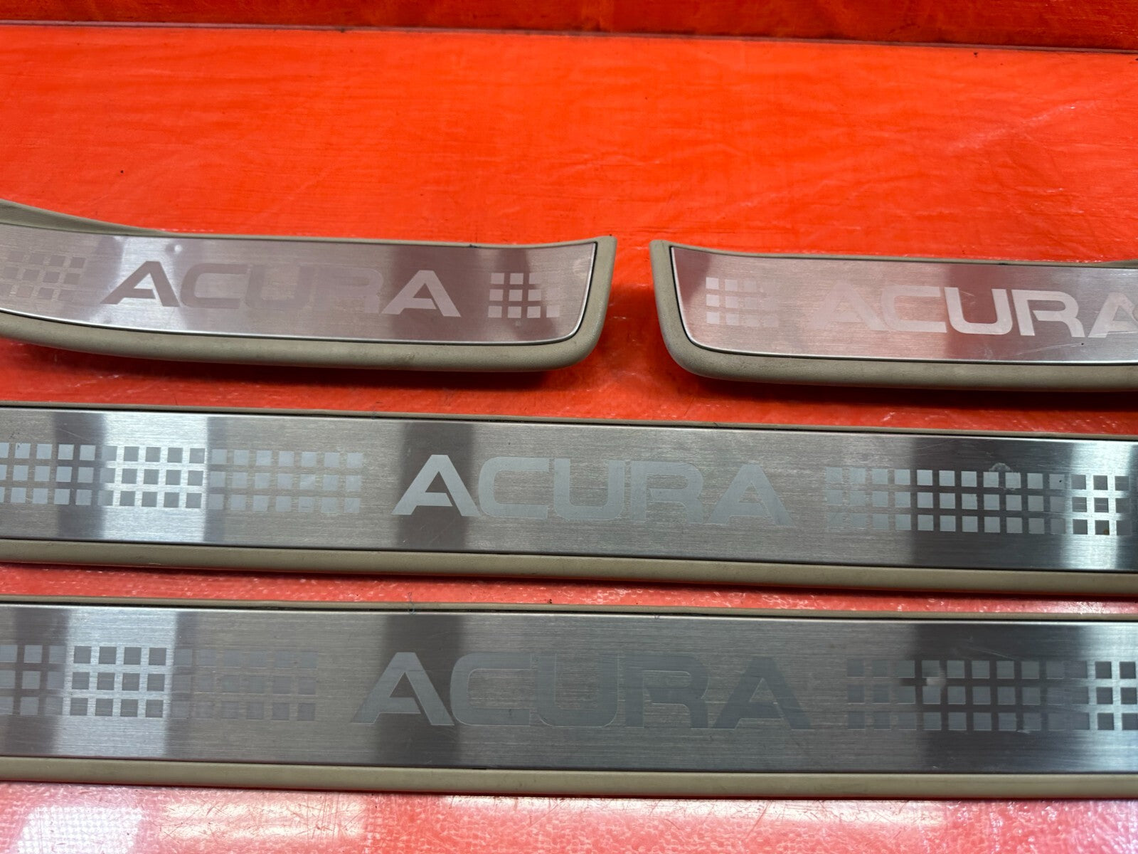 04 08 ACURA TSX   FLOOR PILLAR SCUFF PLATE SET LEFT RIGHT FRONT REAR   OEM #2057