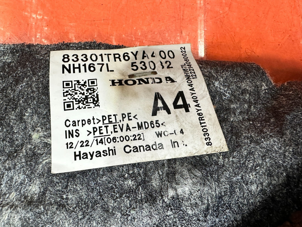 13 15 HONDA CIVIC SI 4D SEDAN 2.4L INTERIOR FLOOR CARPET MAT BLACK OEM #33419