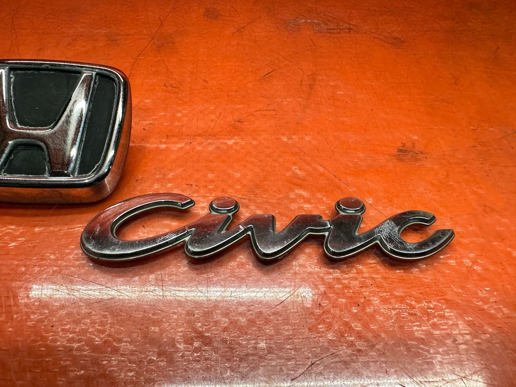 92 95 HONDA CIVIC EX 1.6L   REAR TRUNK EMBLEM H LOGO & CIVIC BADGE   OEM #3336