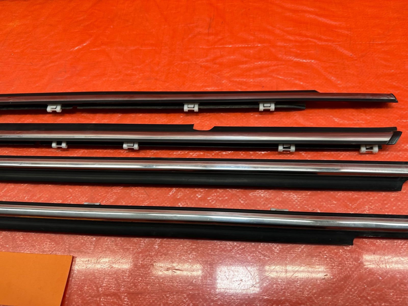08 15 LANCER EVOLUTION X EVO 10 LEFT RIGHT FRONT REAR CHROME DOOR GLASS TRIM 2147