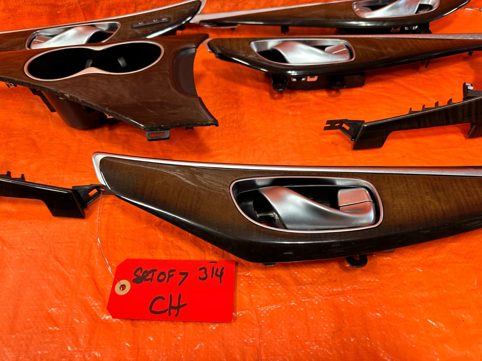 14 20 INFINITI Q50 WOOD GRAIN INTERIOR TRIM CUP HOLDERS DOOR PANEL AC VENTS OEM5