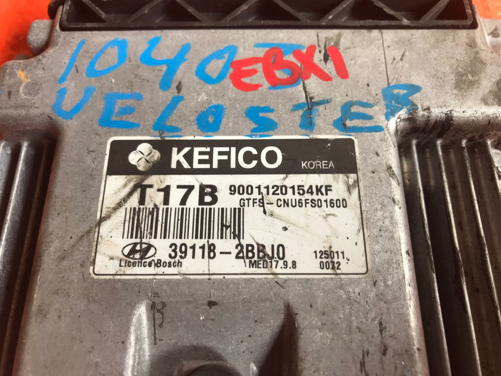 OEM 2013 13 HYUNDAI VELOSTER ENGINE COMPUTER ECU ECM EBX   PART # 39118 2BBJ01