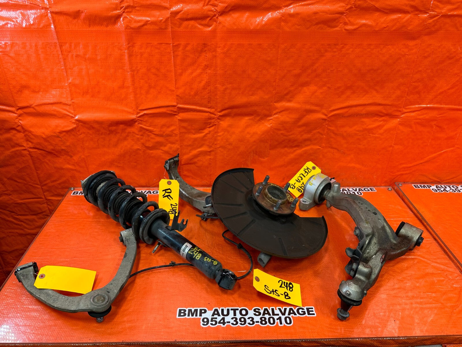 08 15 INFINITI G37 COUPE RWD RIGHT FRONT SPINDLE SHOCK AND CONTROL ARMS OEM 2480