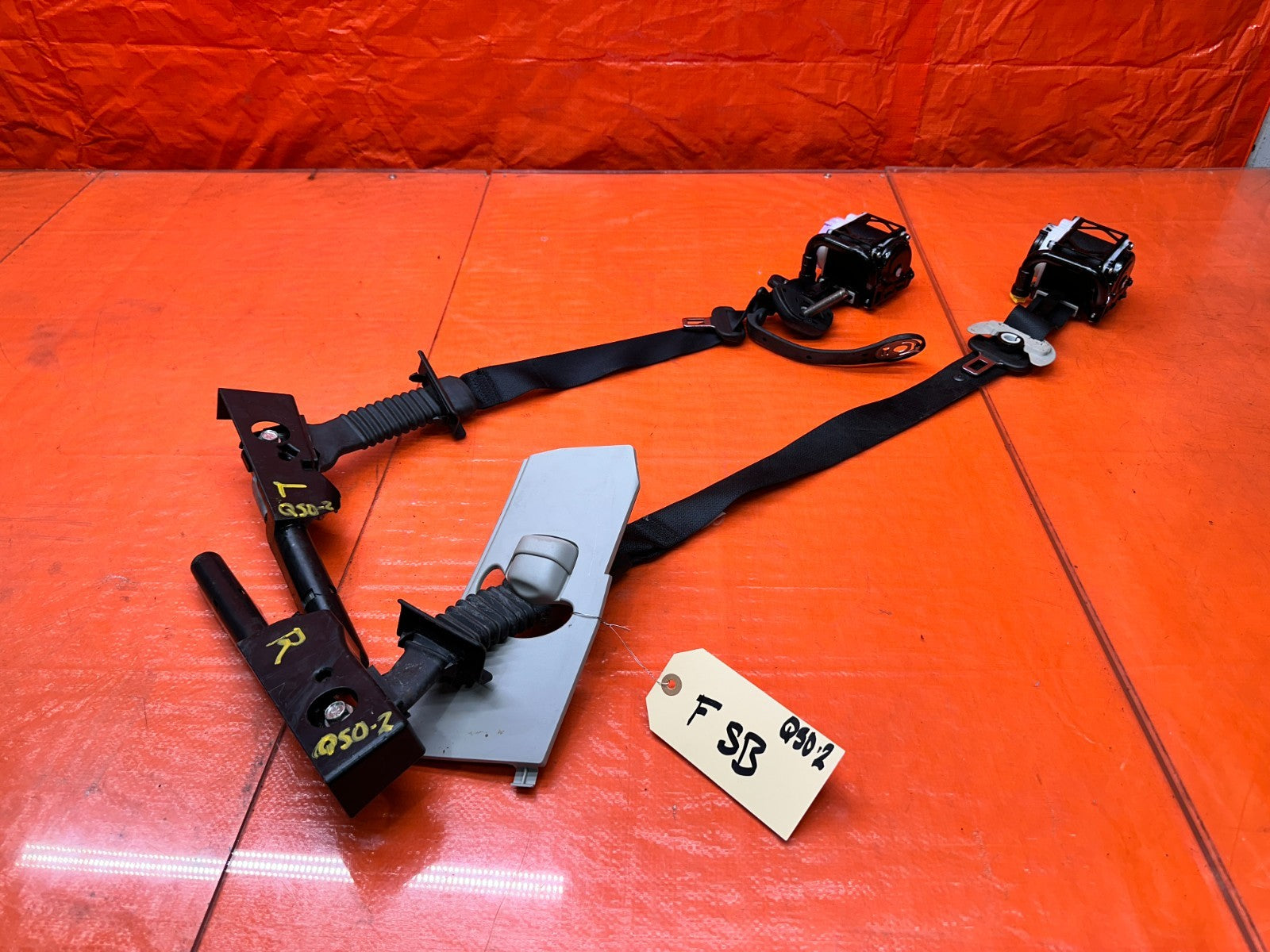 14 23 INFINITI Q50 LEFT & RIGHT FRONT SEAT BELTS SAFETY BELT BLACK OEM FACTORY 20