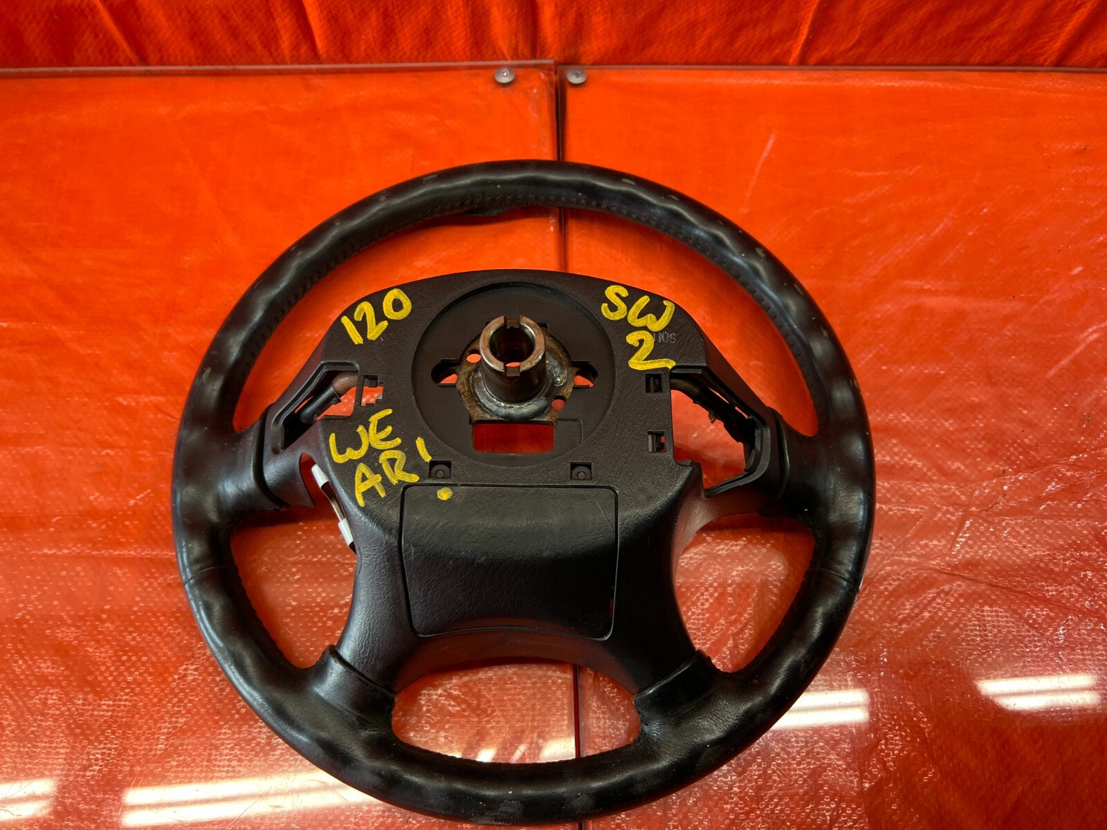 98 01 HONDA PRELUDE   STEERING WHEEL   BLACK LEATHER WRAP    WEAR  OEM #12011