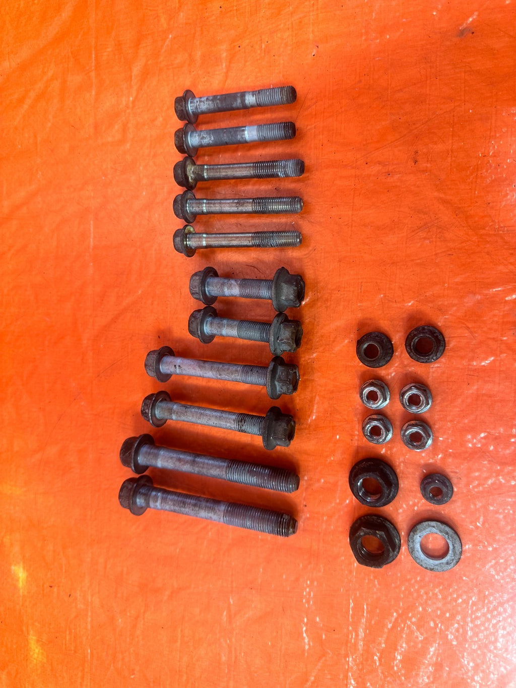 08 15 INFINITI G37 & Q60 FRONT CONTROL ARM BOLTS   UPPER LOWER SPINDLE   OEM 3291