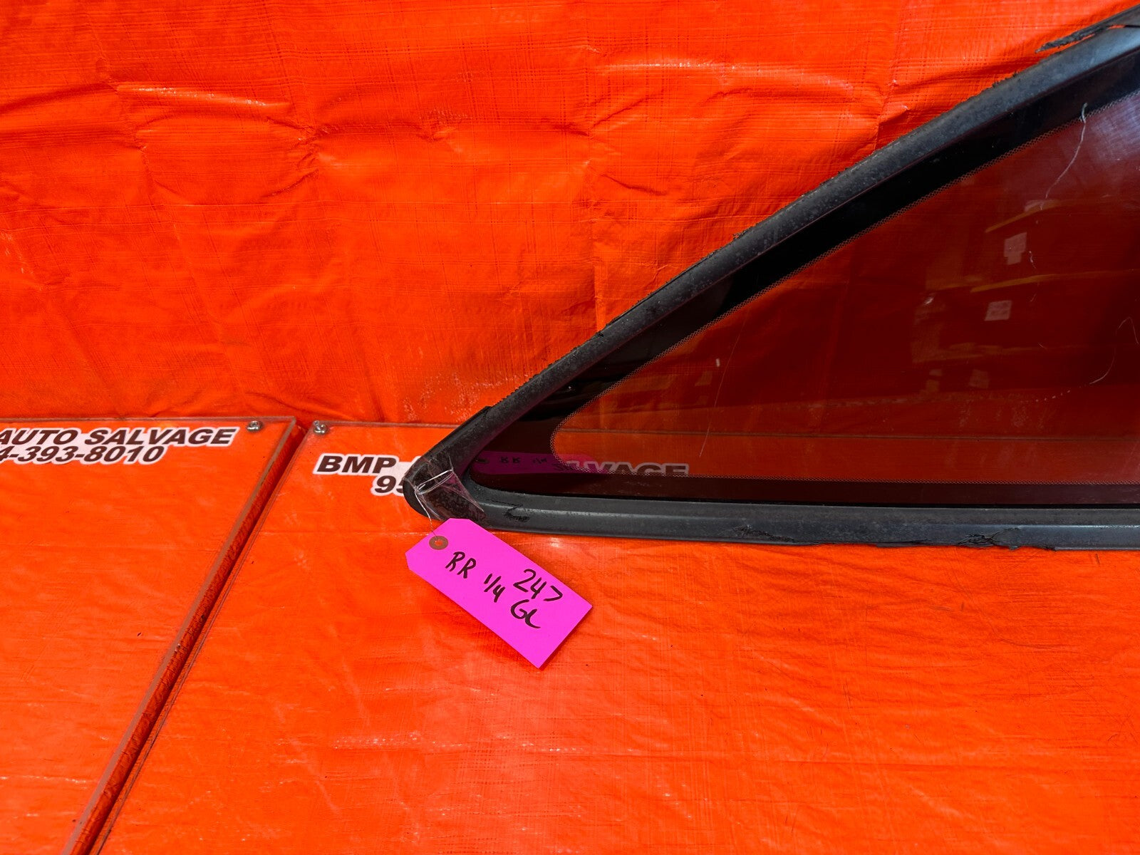 94 01 ACURA INTEGRA 2D   PASSENGER RIGHT REAR 1/4 GLASS WINDOW   OEM FACTORY 2477
