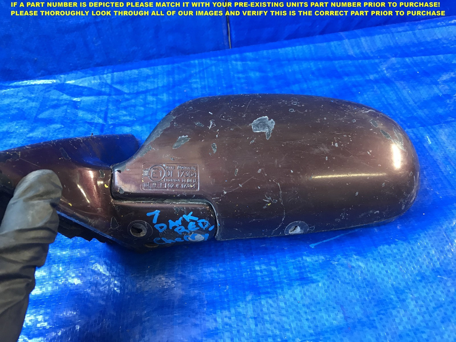 OEM 1990 1991 1992 1993 HONDA ACCORD DRIVER LEFT SIDE VIEW MIRROR E101173643