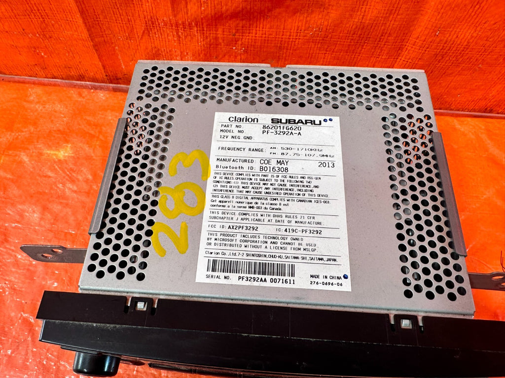11 14 SUBARU WRX & STI   RADIO STEREO CD PLAYER   86201FG620   OEM FACTORY #2835