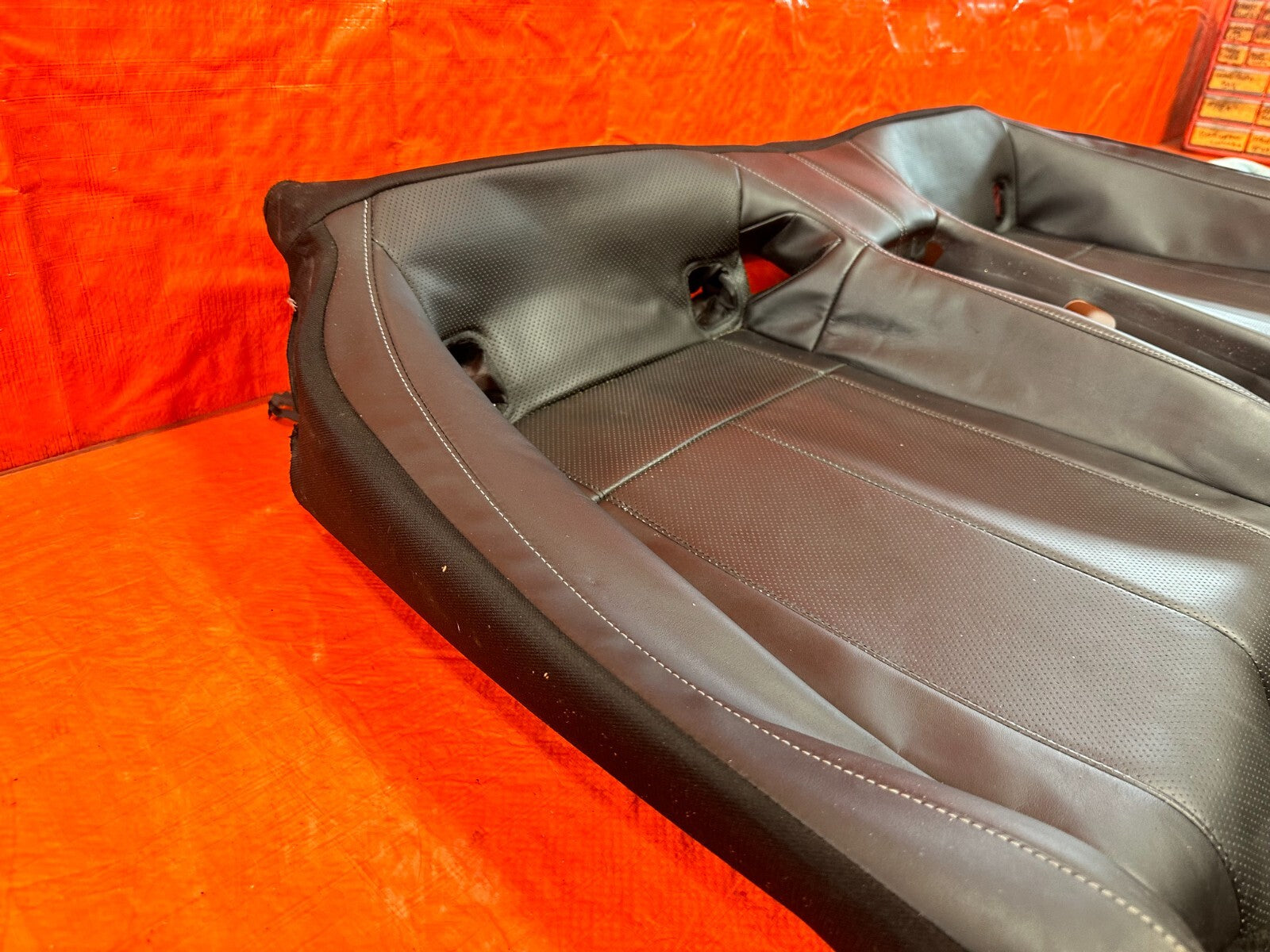 17 20 INFINITI Q60   BLACK LEATHER REAR SEAT LOWER SEAT SKIN WRAP   OEM #28921
