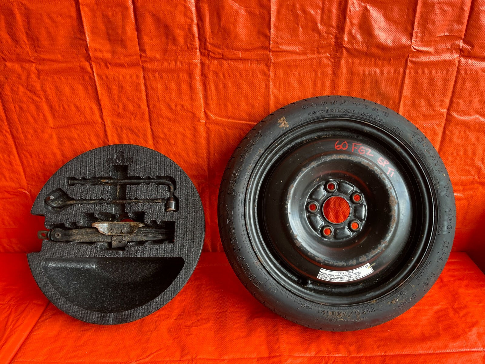 06 11 HONDA CIVIC SI SPARE TIRE W/ SPARE TIRE TOOL KIT & FOAM 100% COMPLETE OEM0