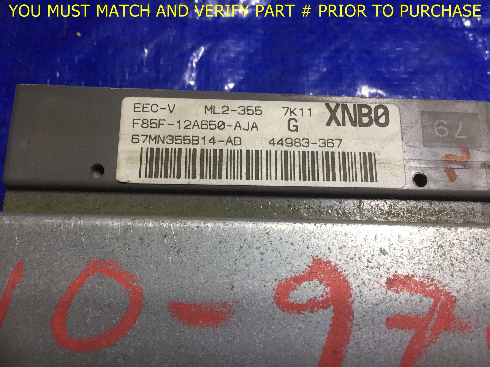 OEM 1998 FORD F150 ENGINE COMPUTER UNIT ECU ECM EBX BRAIN F85F 12A650 AJA1