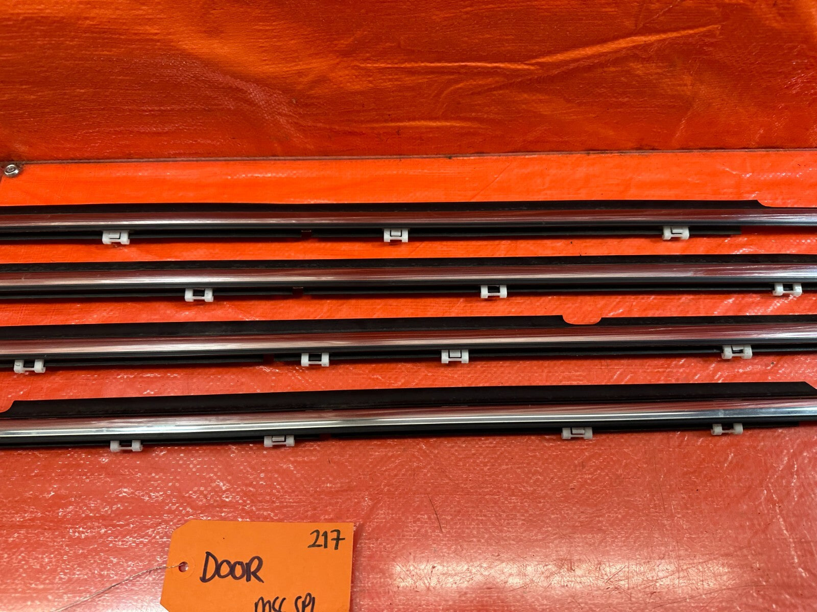 08 15 LANCER EVOLUTION X EVO 10 LEFT RIGHT FRONT REAR CHROME DOOR GLASS TRIM 2175