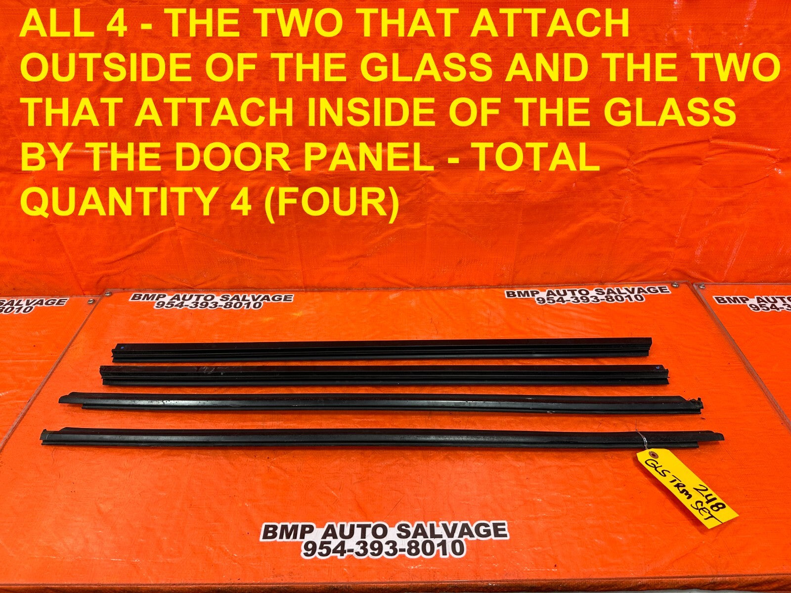 08 15 INFINITI G37 Q60 COUPE EXTERIOR DOOR WINDOW GLASS TRIM LEFT RIGHT OEM #2480