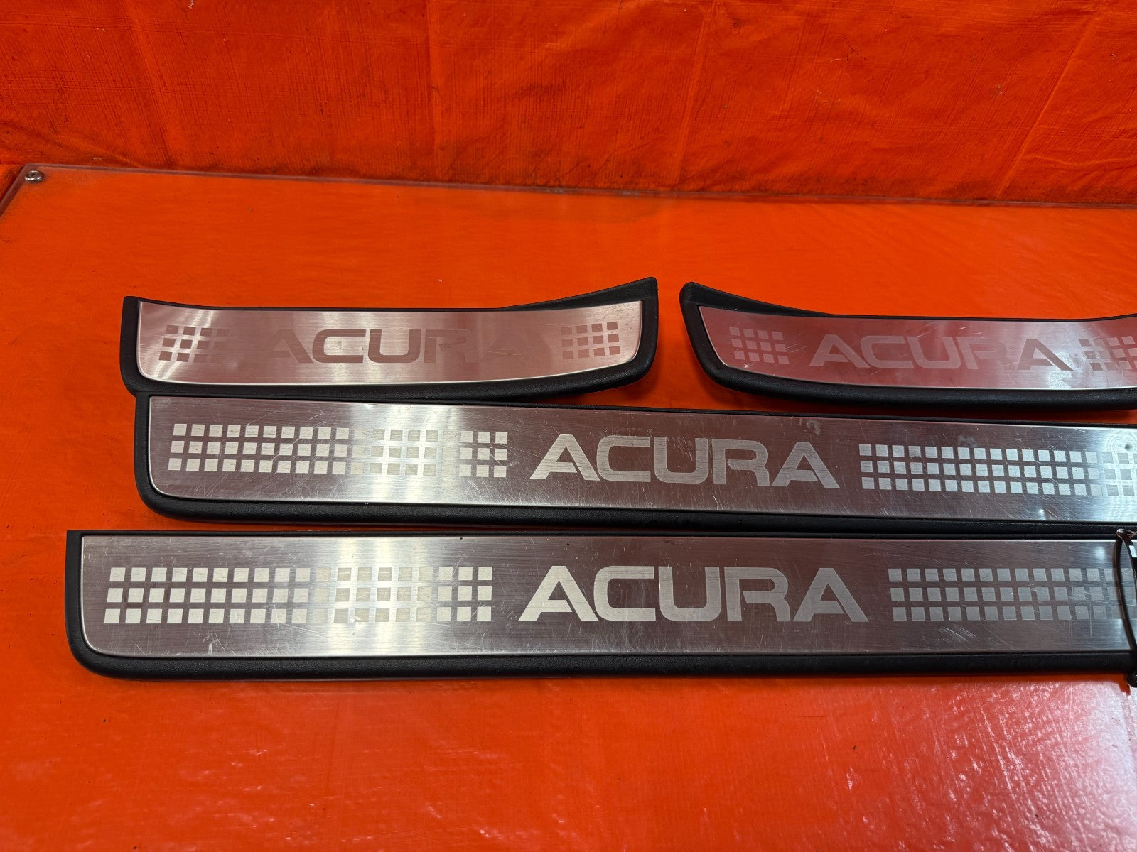 04 08 ACURA TSX   FLOOR PILLAR SCUFF PLATE SET LEFT RIGHT FRONT REAR   OEM #3224