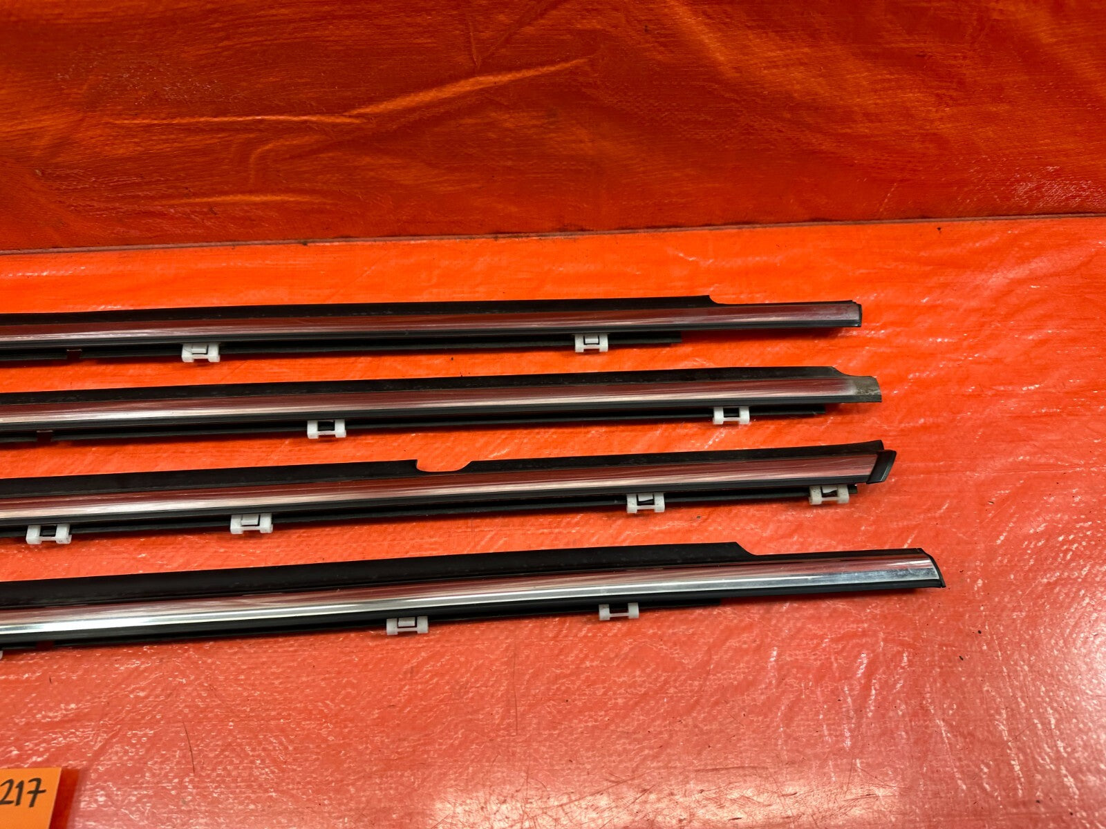 08 15 LANCER EVOLUTION X EVO 10 LEFT RIGHT FRONT REAR CHROME DOOR GLASS TRIM 2173