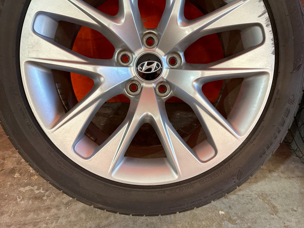 10 16 HYUNDAI GENESIS COUPE   18 INCH FACTORY WHEELS W/ TIRES   OEM OE RIMS #21914