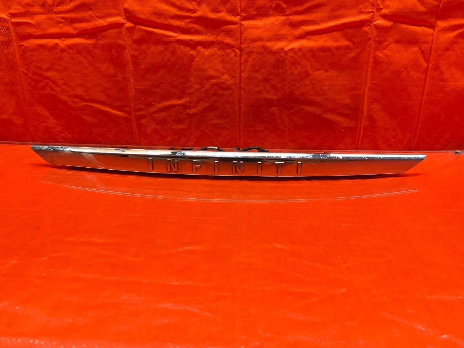 14 17 INFINITI Q50   REAR TRUNK SPOILER FINISH TRIM MOLDING W/O CAMERA OEM #1050