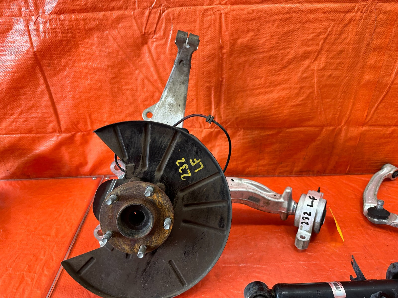 08 15 INFINITI G37 COUPE S   LEFT FRONT SPINDLE W/ CONTROL ARMS & SHOCK OEM #23215