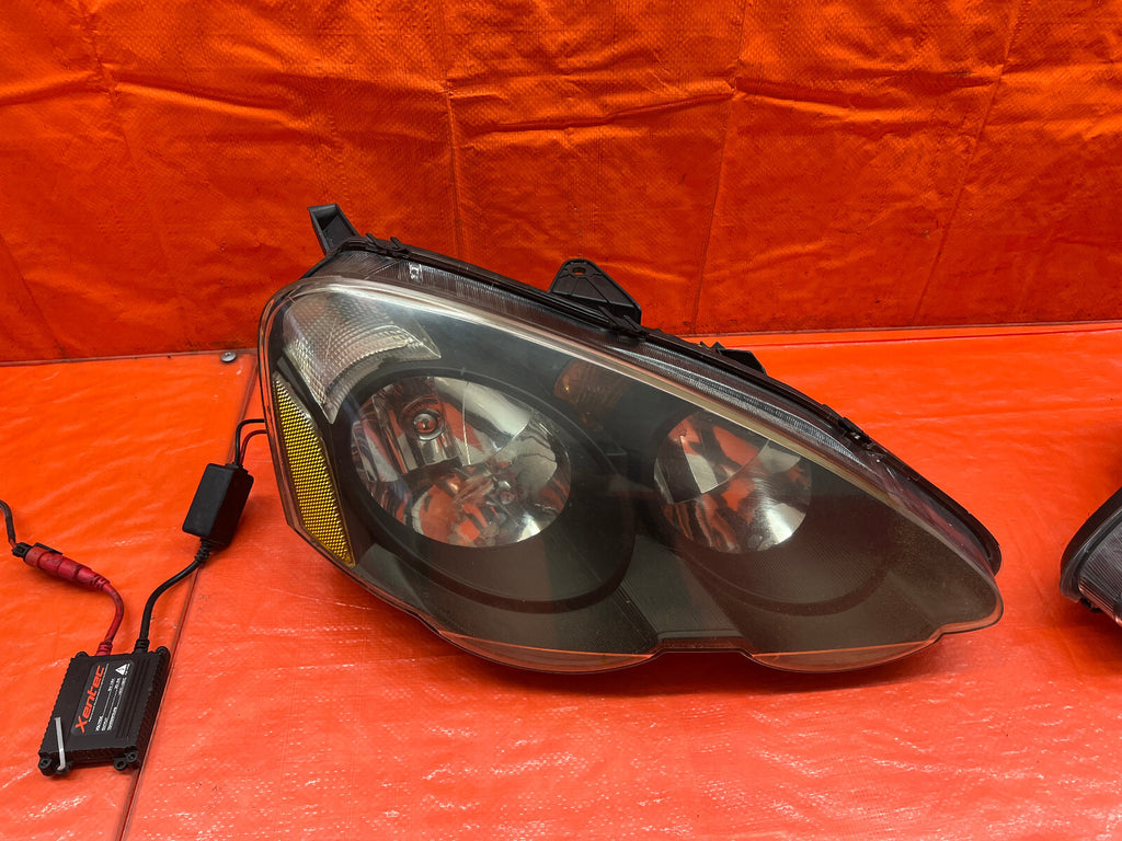 02 04 ACURA RSX   AFTERMARKET BRAND BLACK HOUSING HEADLIGHTS   LEFT & RIGHT #1719