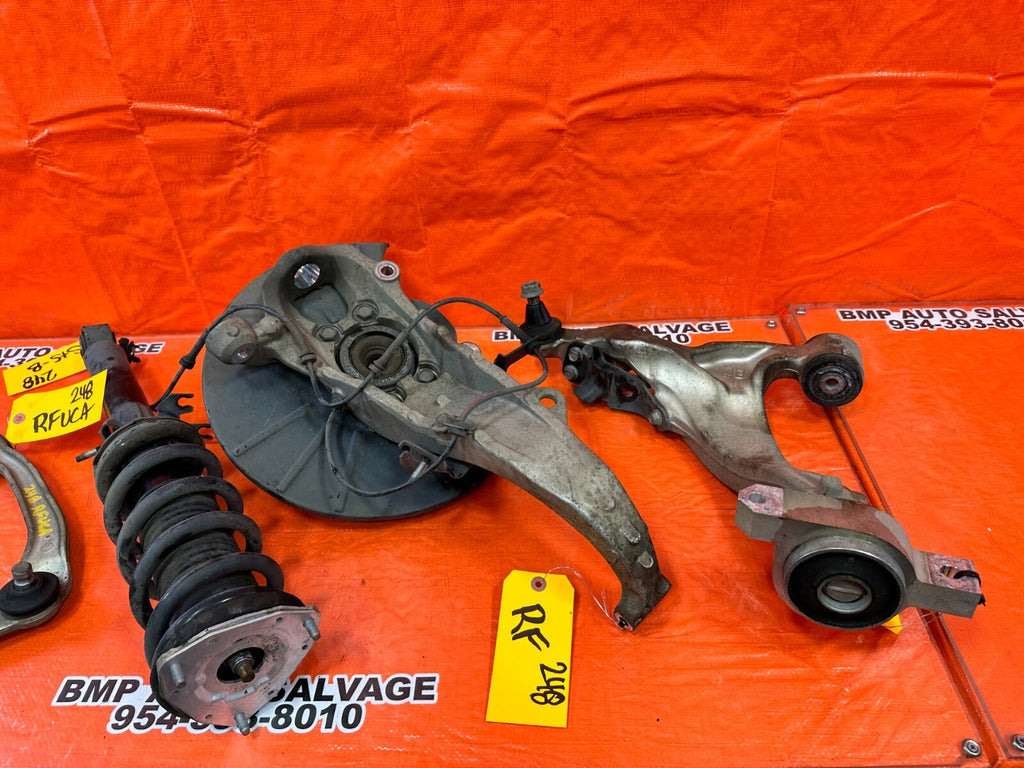 08 15 INFINITI G37 COUPE RWD RIGHT FRONT SPINDLE SHOCK AND CONTROL ARMS OEM 2488