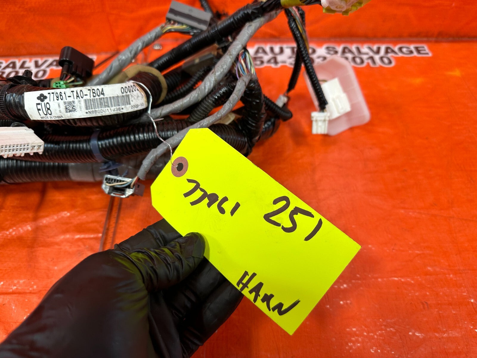 2010 10 HONDA ACCORD SEDAN EX DASH BOARD & CLUSTER WIRING HARNESS WIRE LOOM #2512