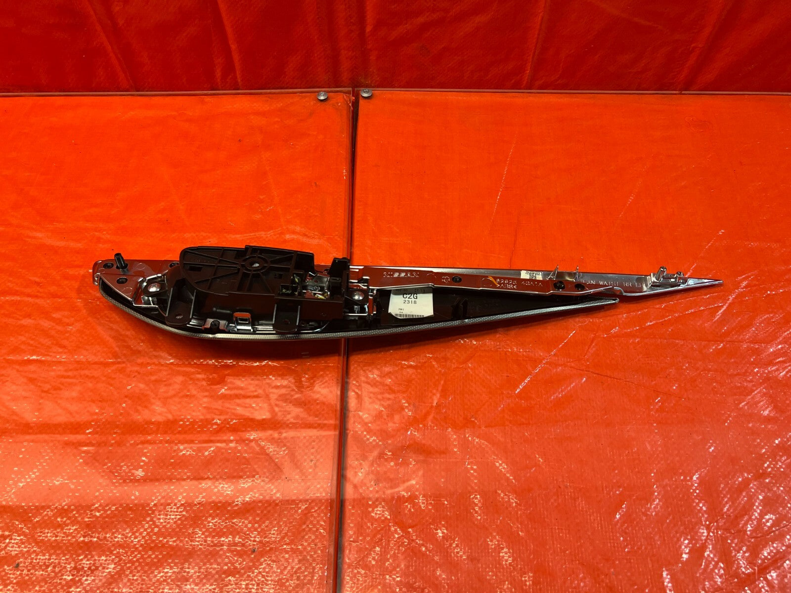 14 20 INFINITI Q50   DRIVER LEFT REAR DOOR PANEL TRIM INSERT W/ HANDLE   OEM #967