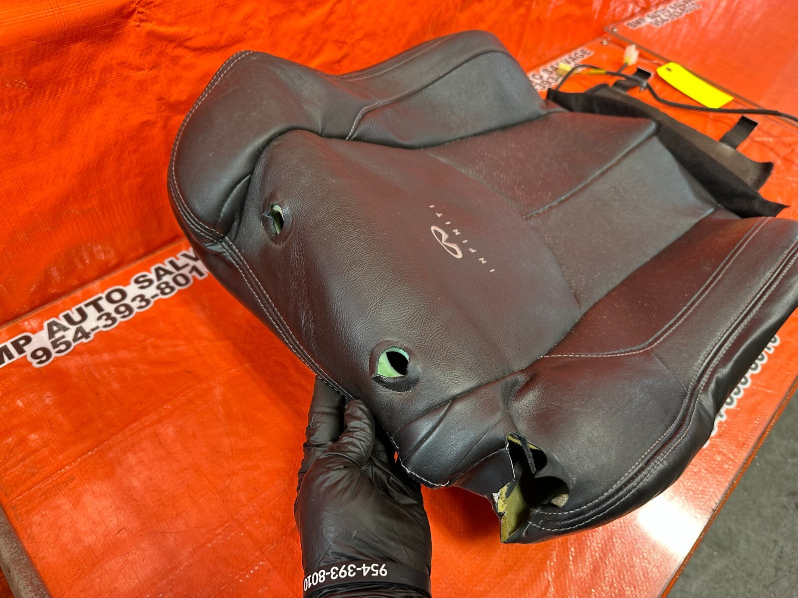 08 09 INFINITI G37 COUPE SPORT PASSENGER RIGHT FRONT UPPER SEAT LEATHER SKIN OEM12