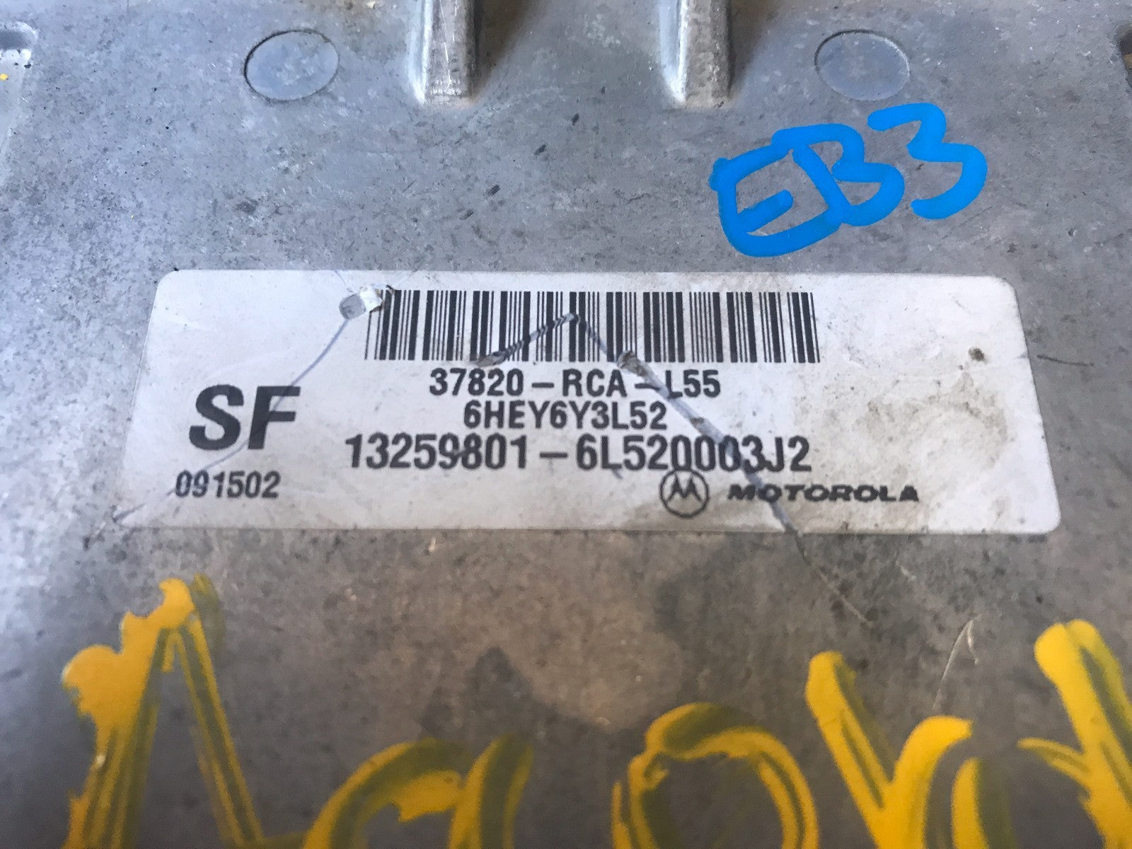 OEM 2003 03 HONDA ACCORD ENGINE COMPUTER ECU ECM EBX 37820 RCA L551