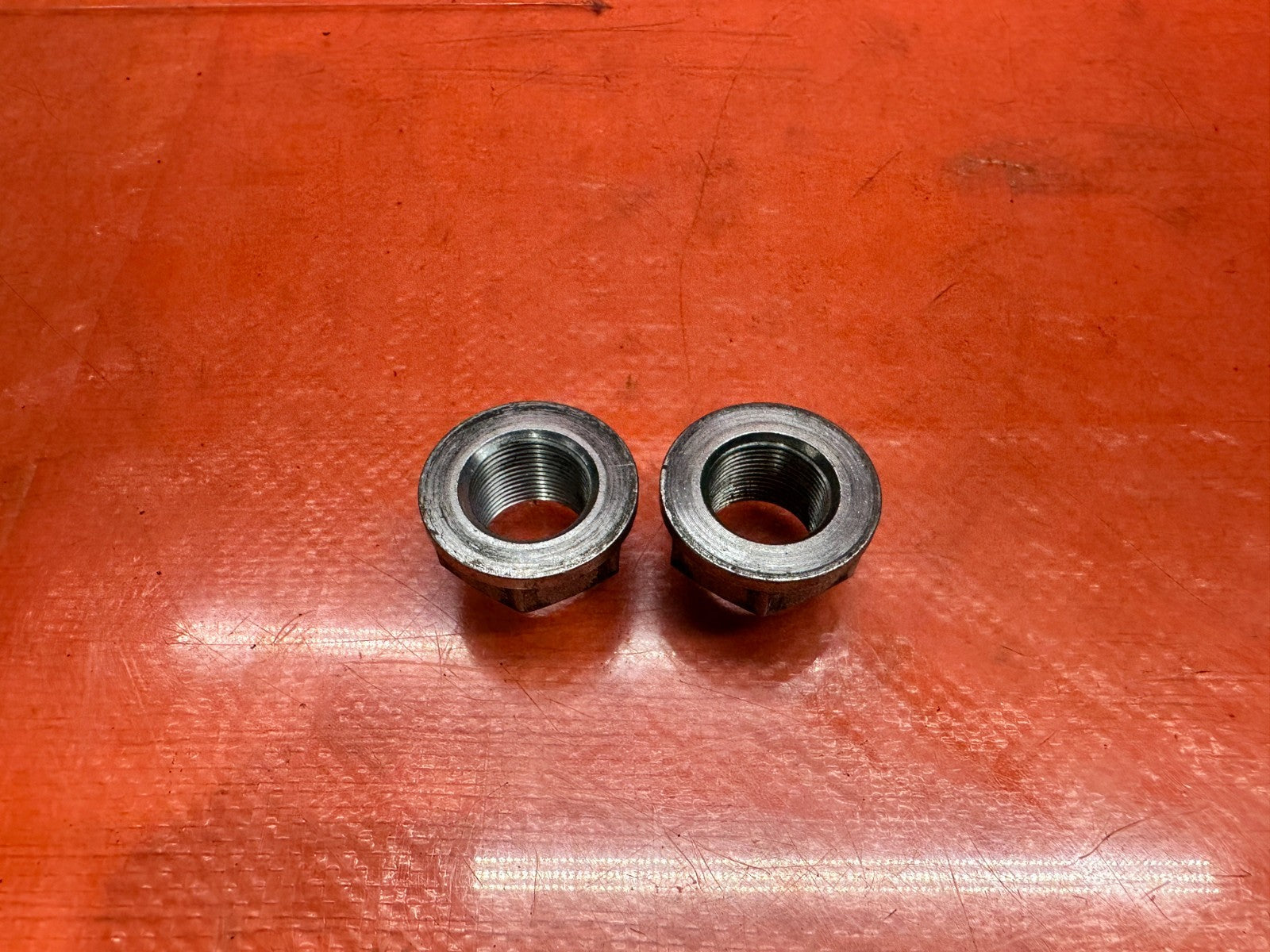 97 01 HONDA PRELUDE 2.2L FRONT CV AXLE SHAFT SPINDLE LOCK NUTS PAIR OEM #3355